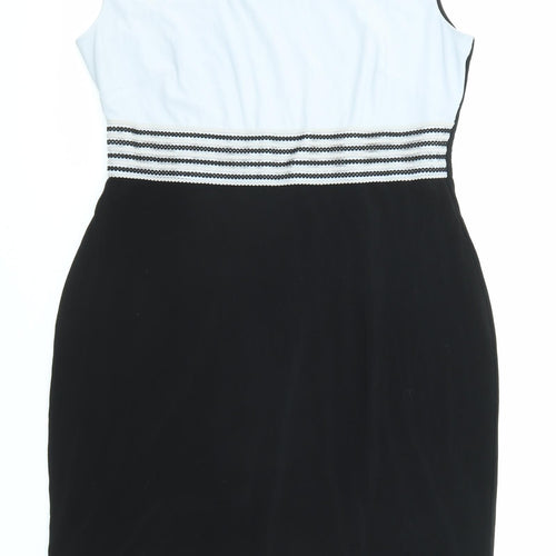 Michaela Louisa Womens Black Colourblock Polyester Pencil Dress Size 14 Scoop Neck Pullover