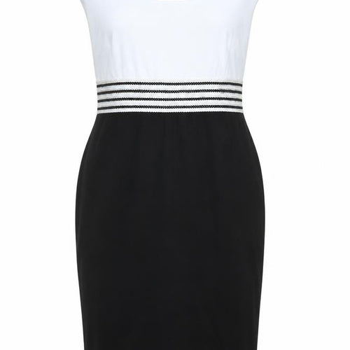 Michaela Louisa Womens Black Colourblock Polyester Pencil Dress Size 14 Scoop Neck Pullover