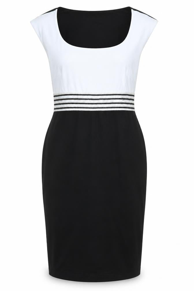 Michaela Louisa Womens Black Colourblock Polyester Pencil Dress Size 14 Scoop Neck Pullover