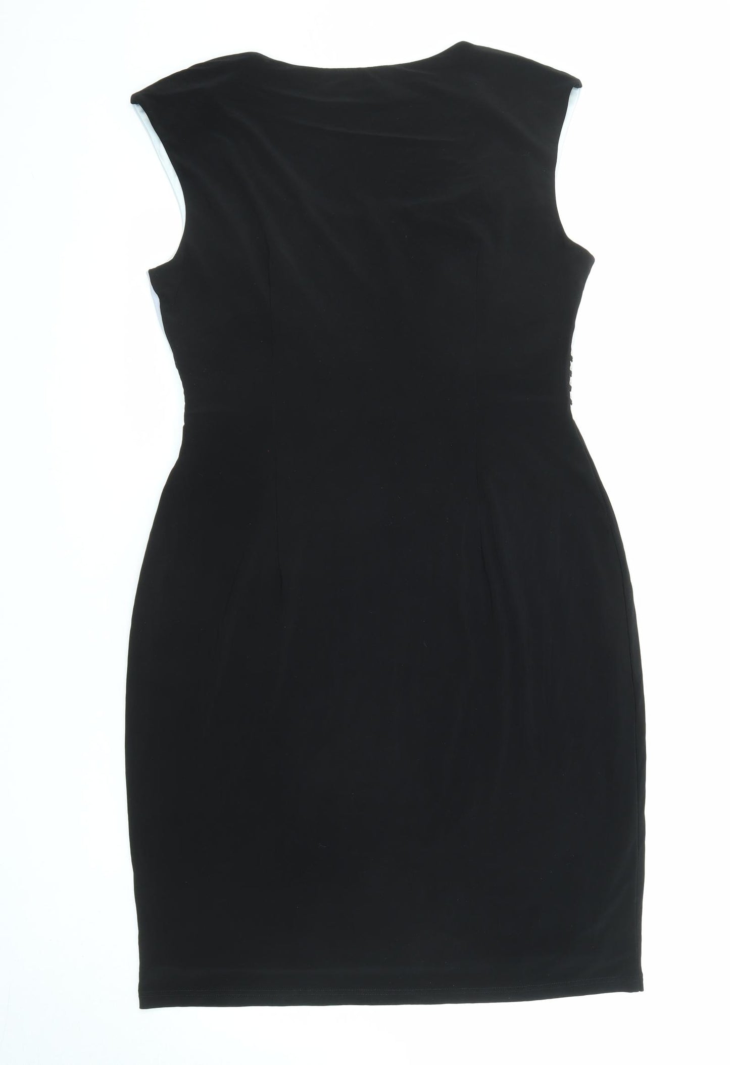 Michaela Louisa Womens Black Colourblock Polyester Pencil Dress Size 14 Scoop Neck Pullover