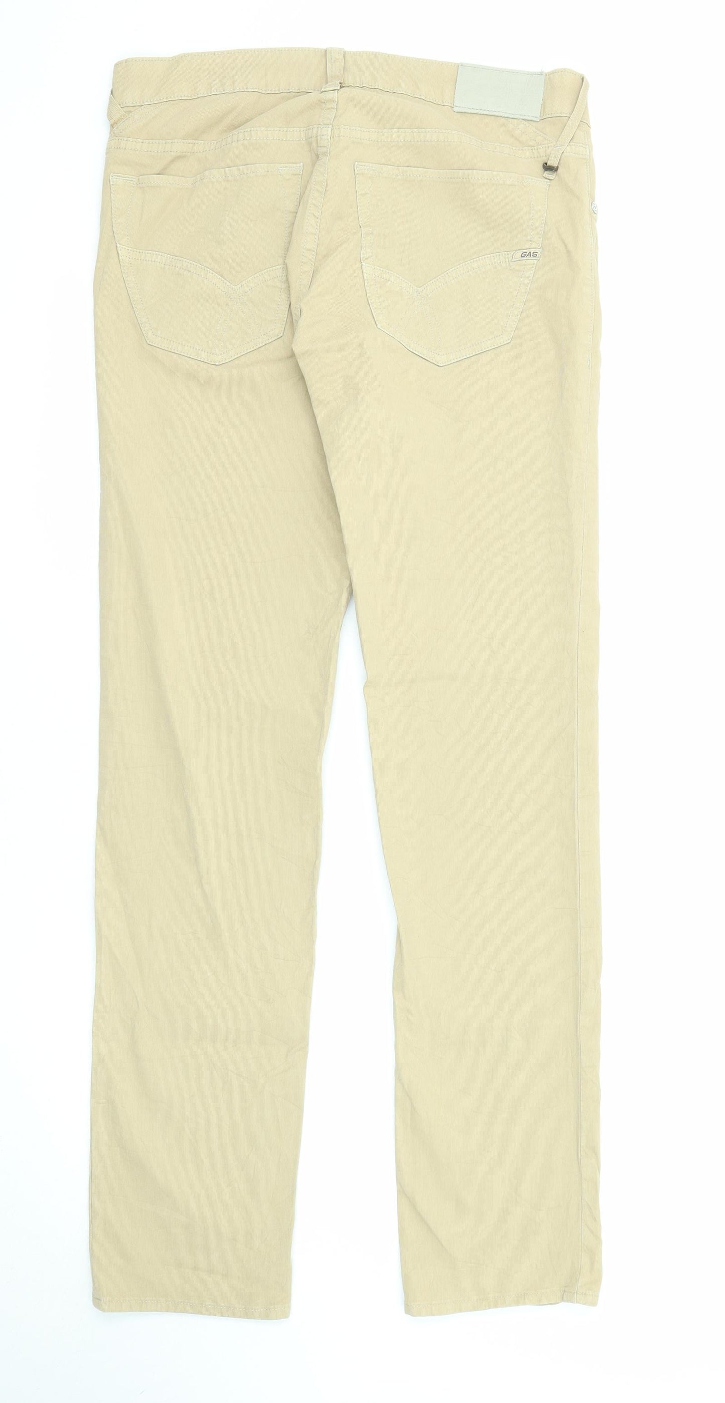 GAS Womens Beige Cotton Trousers Size 31 in L34 in Regular Zip