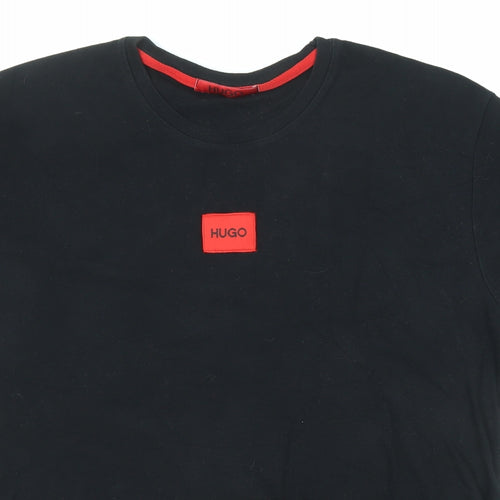 HUGO BOSS Mens Black Cotton T-Shirt Size 2XL Round Neck