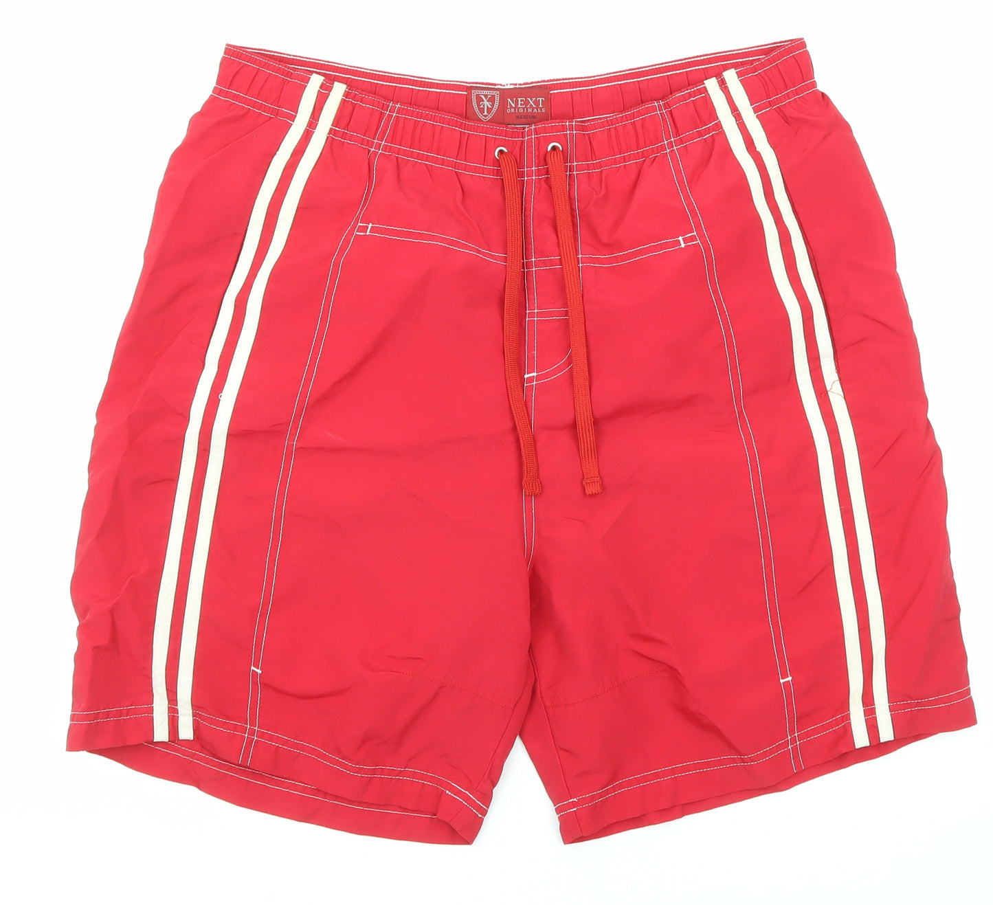 NEXT Mens Red Nylon Sweat Shorts Size M L7 in Regular Drawstring