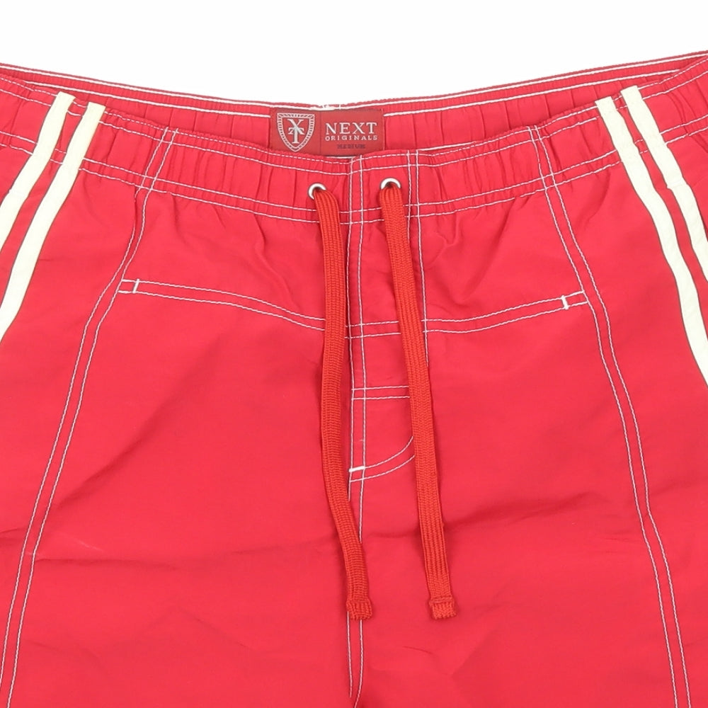 NEXT Mens Red Nylon Sweat Shorts Size M L7 in Regular Drawstring
