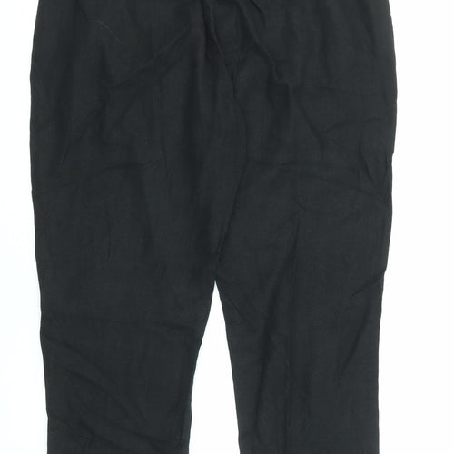 Marks and Spencer Womens Black Linen Trousers Size 33 in L27 in Regular Zip