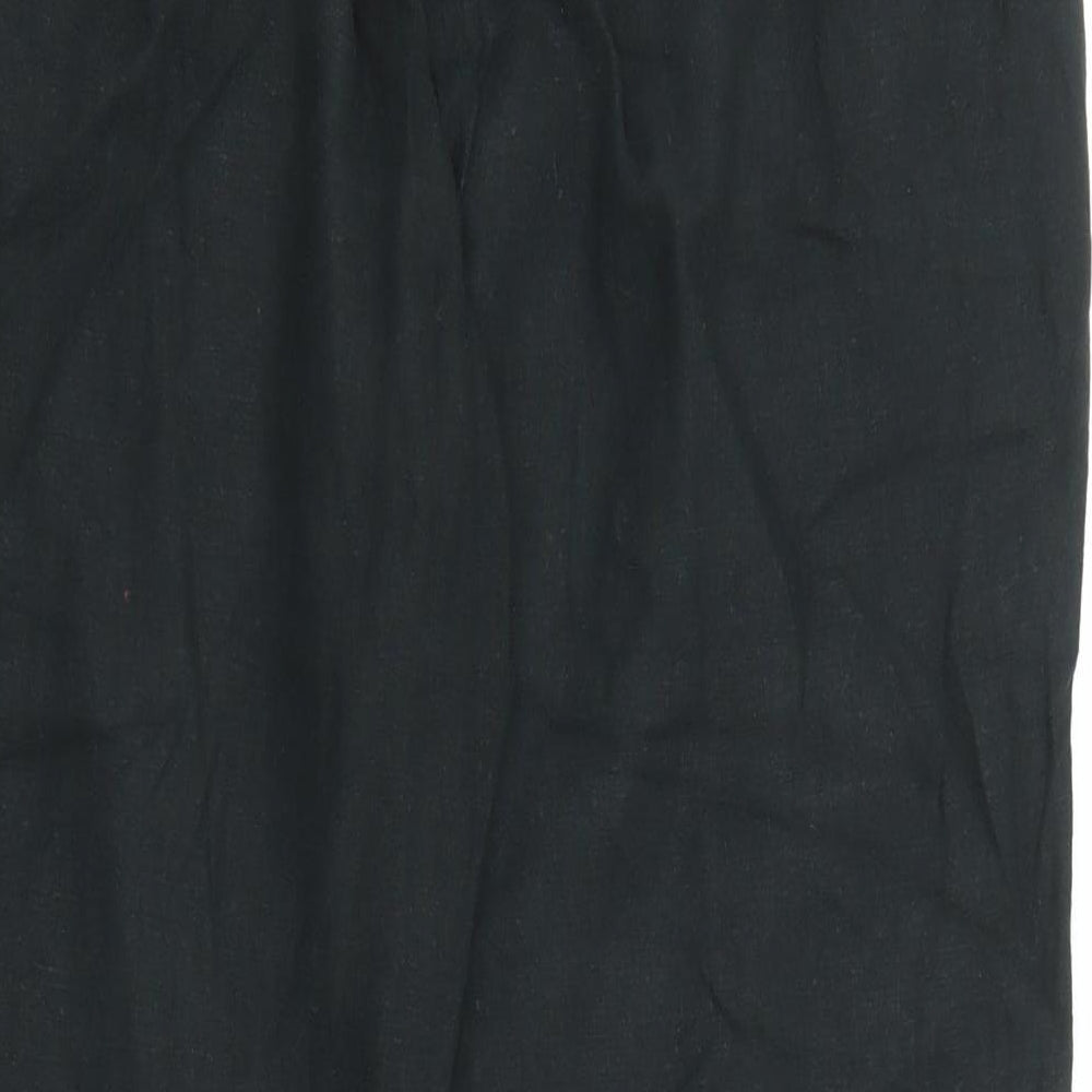 Marks and Spencer Womens Black Linen Trousers Size 33 in L27 in Regular Zip