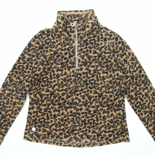 Regatta Womens Brown Animal Print Polyester Pullover Sweatshirt Size 12 Zip - Leopard pattern