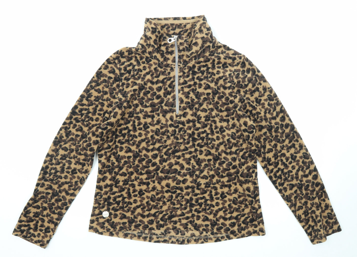 Regatta Womens Brown Animal Print Polyester Pullover Sweatshirt Size 12 Zip - Leopard pattern
