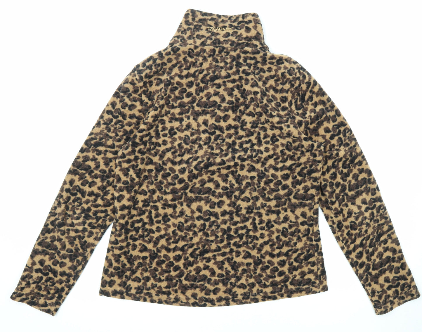 Regatta Womens Brown Animal Print Polyester Pullover Sweatshirt Size 12 Zip - Leopard pattern