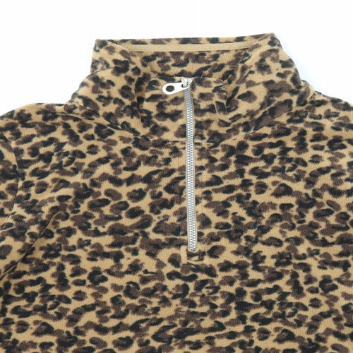 Regatta Womens Brown Animal Print Polyester Pullover Sweatshirt Size 12 Zip - Leopard pattern