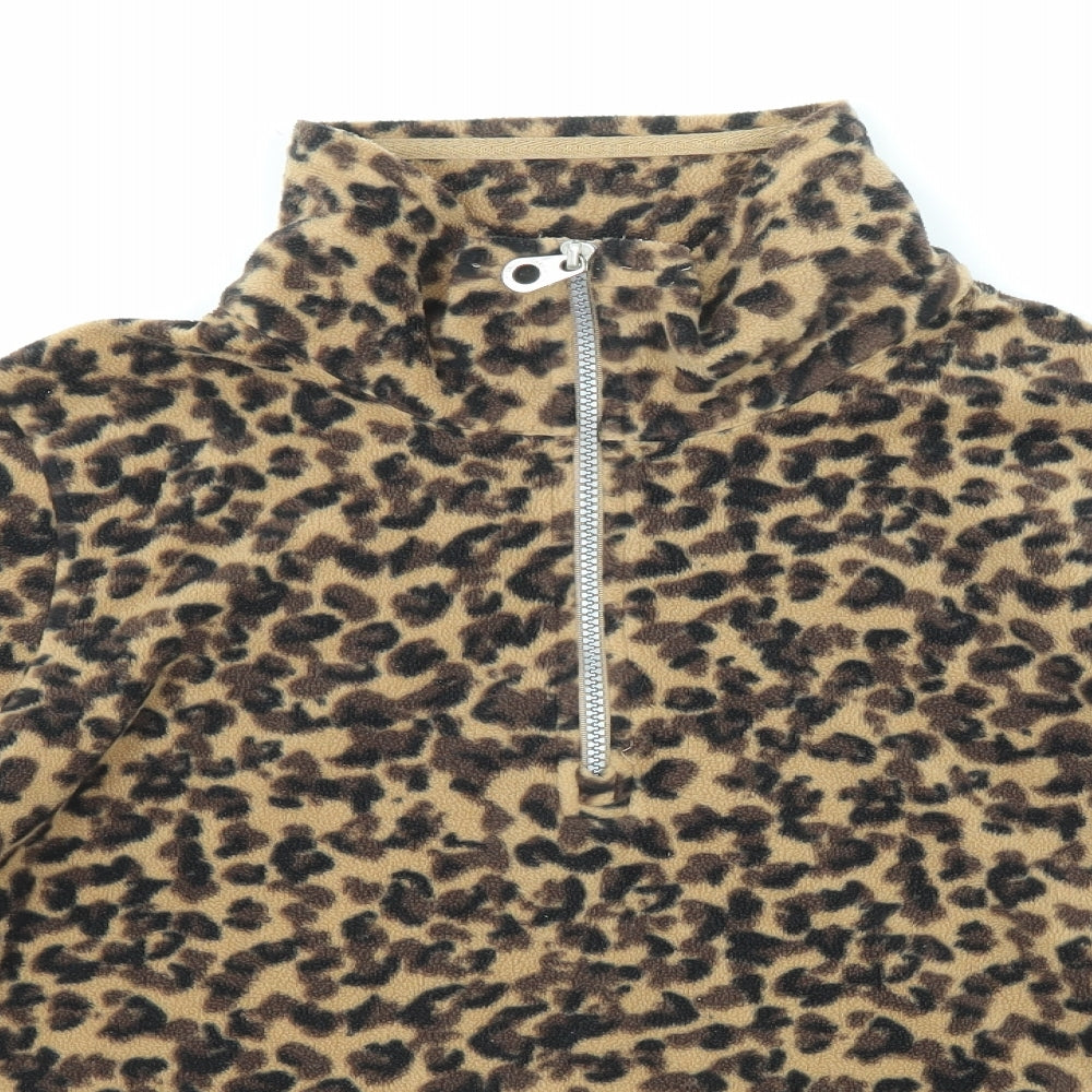 Regatta Womens Brown Animal Print Polyester Pullover Sweatshirt Size 12 Zip - Leopard pattern