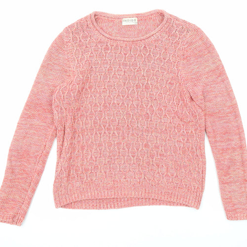 Marks and Spencer Womens Multicoloured Round Neck Cotton Pullover Jumper Size 12