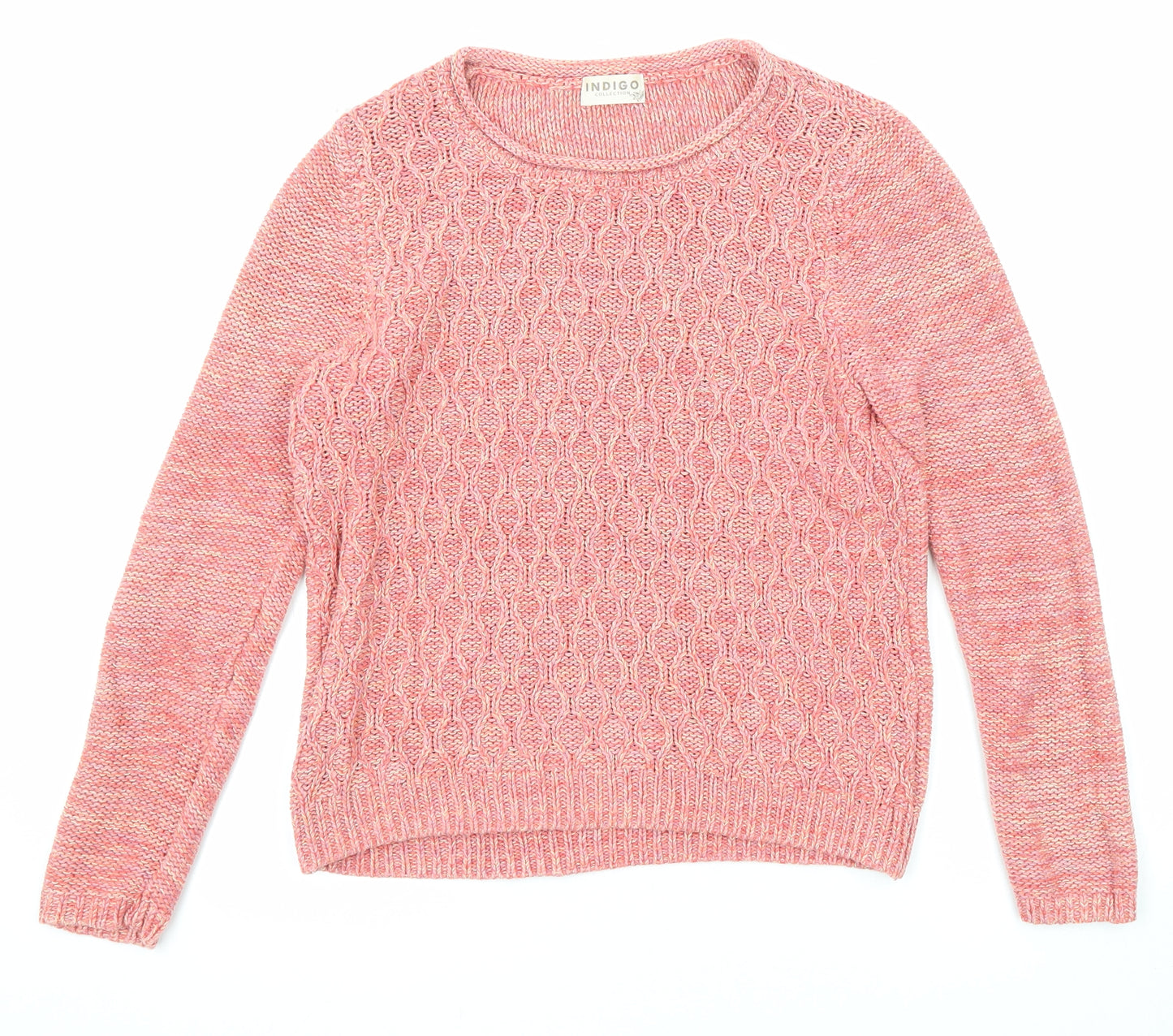 Marks and Spencer Womens Multicoloured Round Neck Cotton Pullover Jumper Size 12