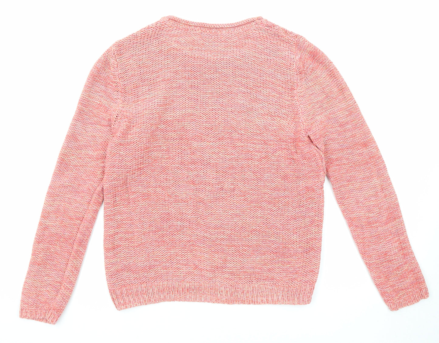Marks and Spencer Womens Multicoloured Round Neck Cotton Pullover Jumper Size 12
