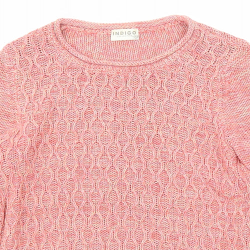 Marks and Spencer Womens Multicoloured Round Neck Cotton Pullover Jumper Size 12