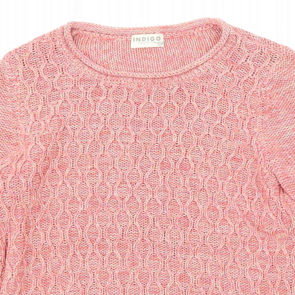 Marks and Spencer Womens Multicoloured Round Neck Cotton Pullover Jumper Size 12