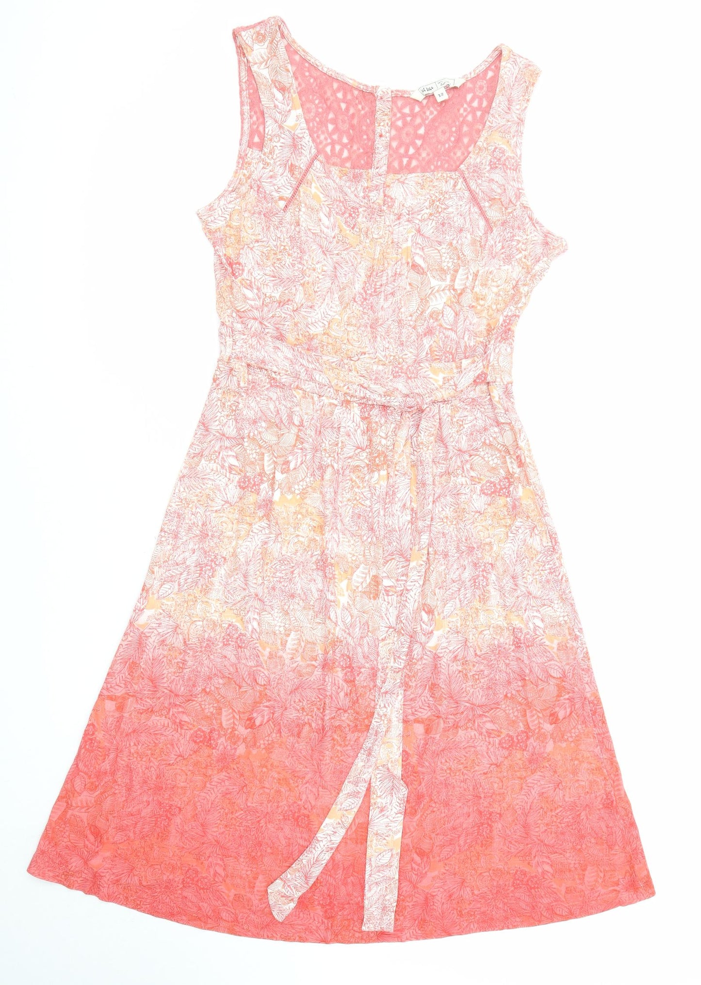 Fat Face Womens Multicoloured Geometric Viscose A-Line Size 12 Square Neck Button