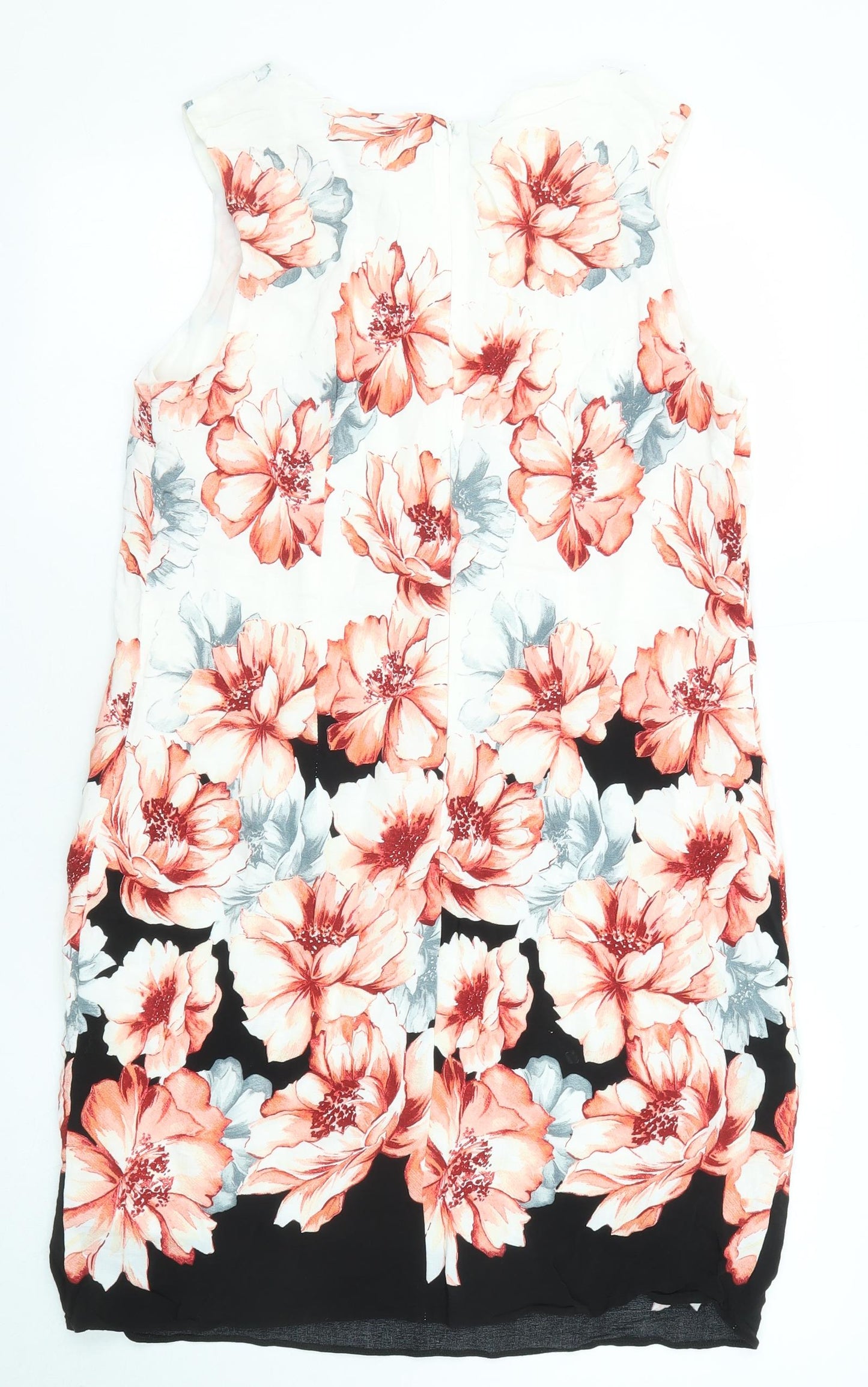 Wallis Womens Multicoloured Floral Viscose Shift Size 12 Boat Neck Zip