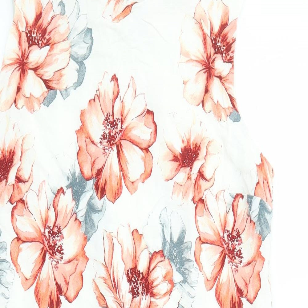Wallis Womens Multicoloured Floral Viscose Shift Size 12 Boat Neck Zip