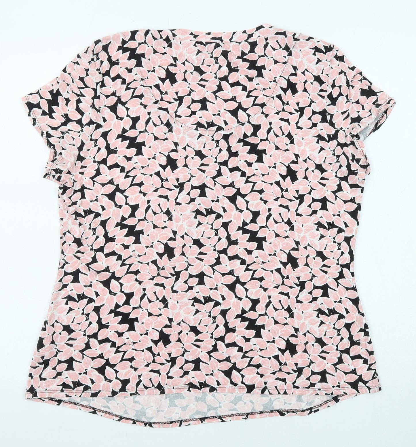 Bonmarché Womens Pink Geometric Viscose Basic T-Shirt Size 18 Boat Neck