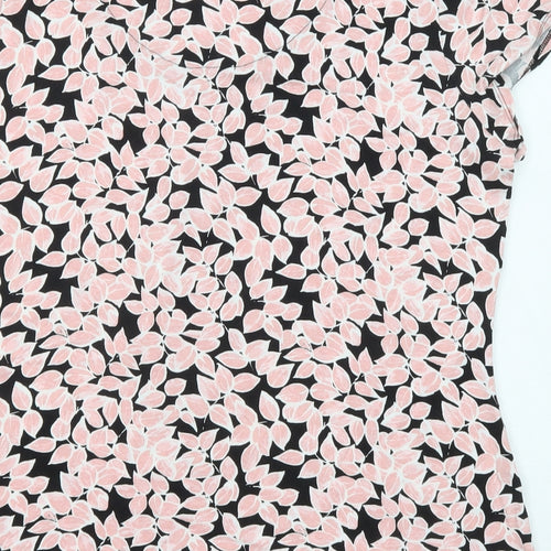 Bonmarché Womens Pink Geometric Viscose Basic T-Shirt Size 18 Boat Neck