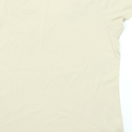 Laura Ashley Womens Beige Cotton Basic T-Shirt Size 12 Round Neck