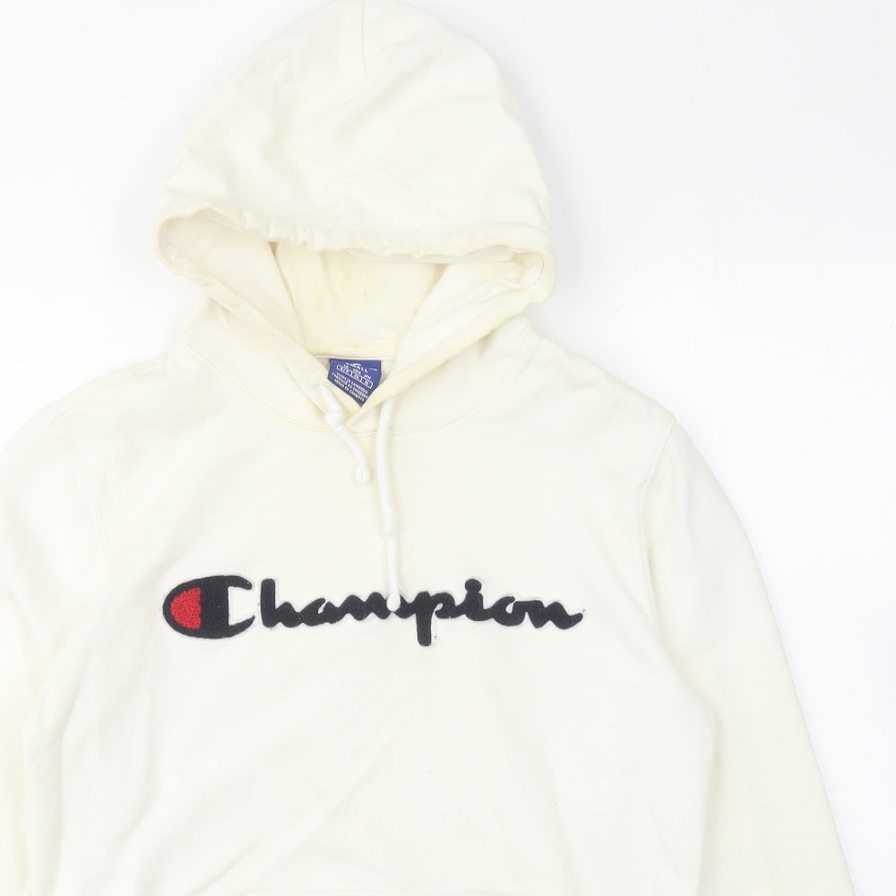 Champion Mens Ivory Cotton Pullover Hoodie Size S
