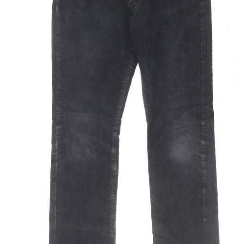 Burberry Mens Black Cotton Trousers Size 31 in L32 in Regular Button