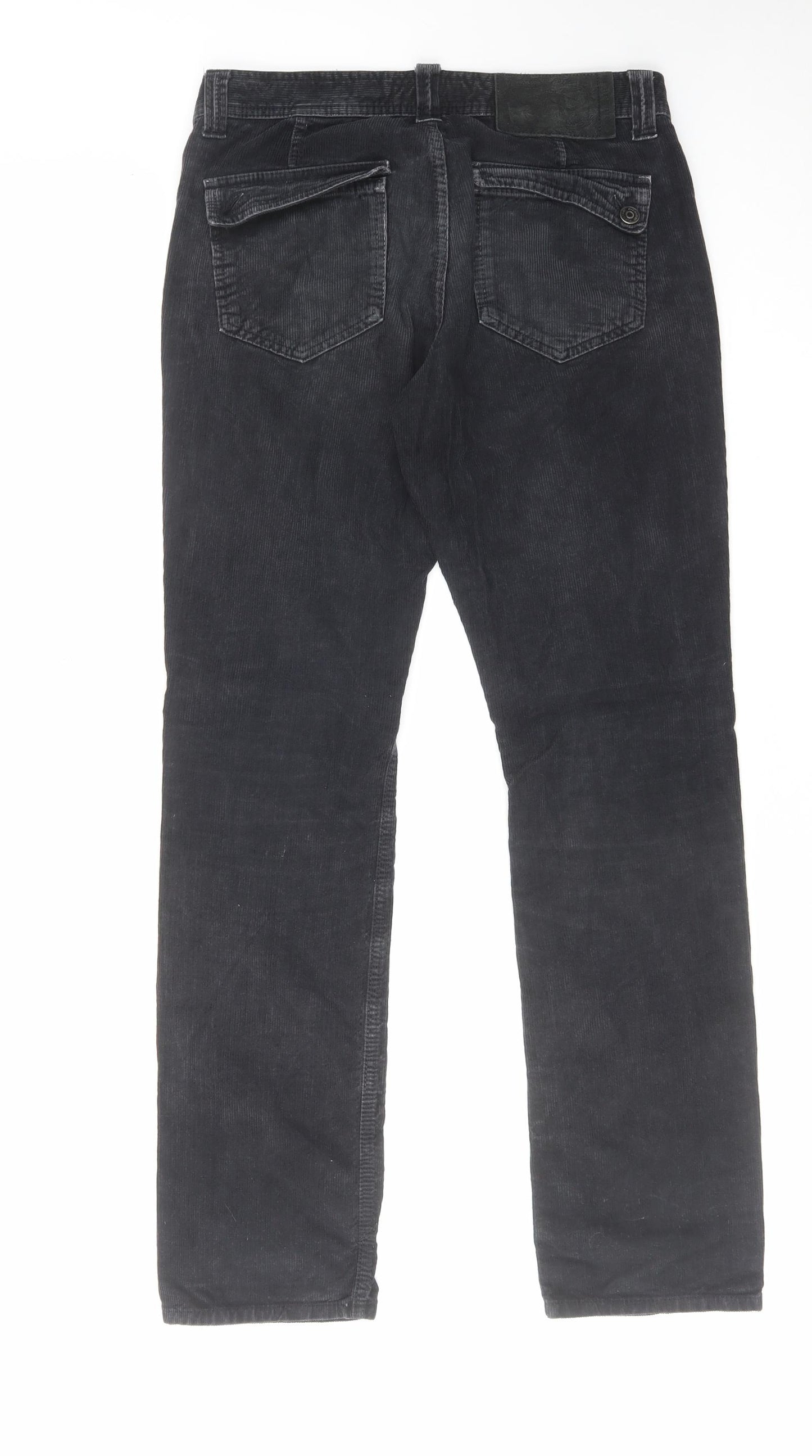 Burberry Mens Black Cotton Trousers Size 31 in L32 in Regular Button