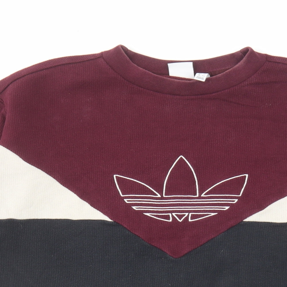 adidas Womens Multicoloured Colourblock Polyester Pullover Sweatshirt Size 12 Pullover - Logo