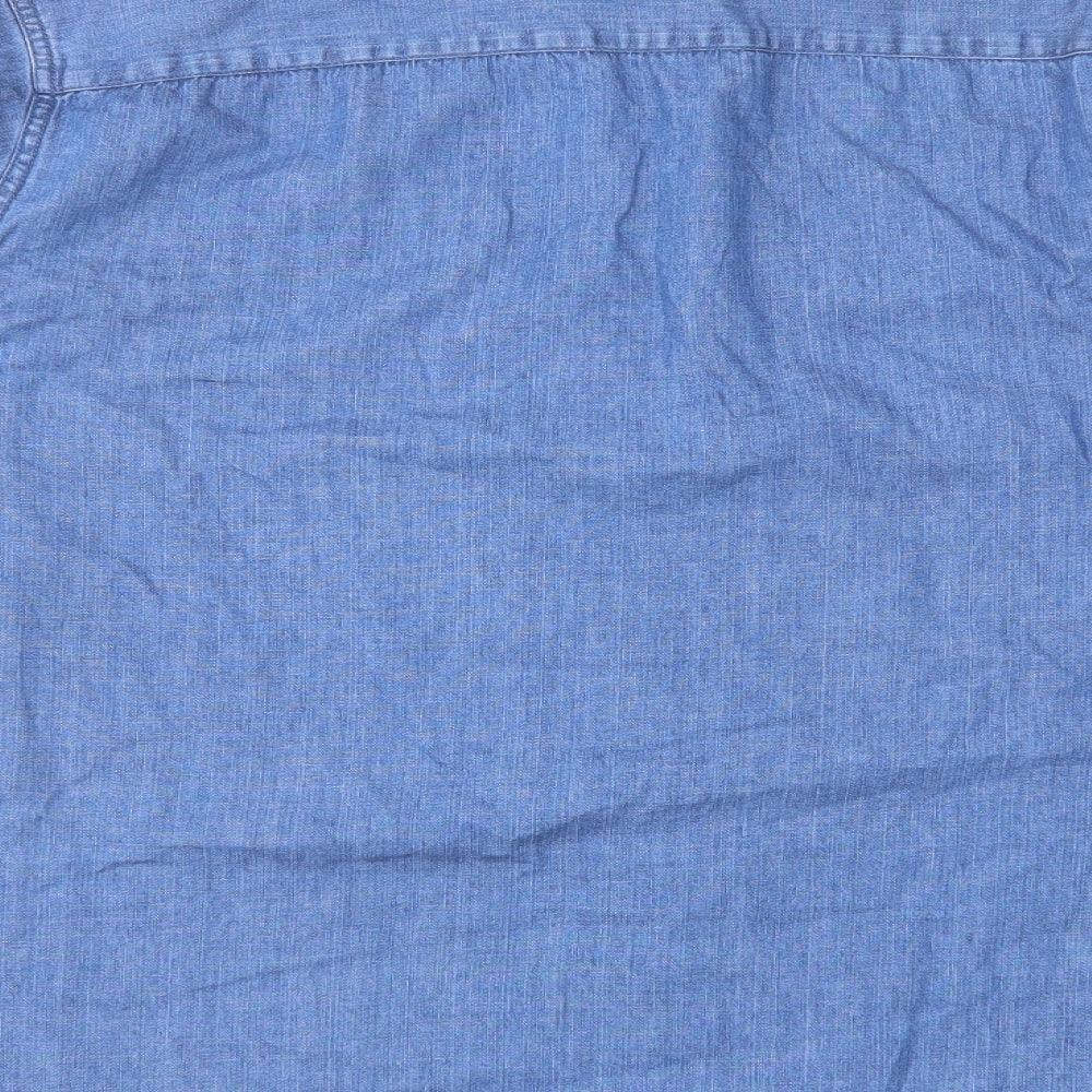 F&F Mens Blue Cotton Button-Up Size 2XL Round Neck Button
