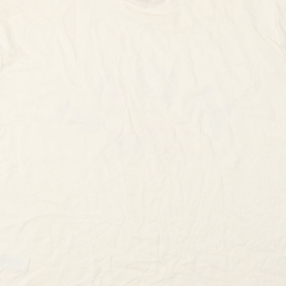 Marks and Spencer Womens Ivory Cotton Basic T-Shirt Size M Round Neck - More Love