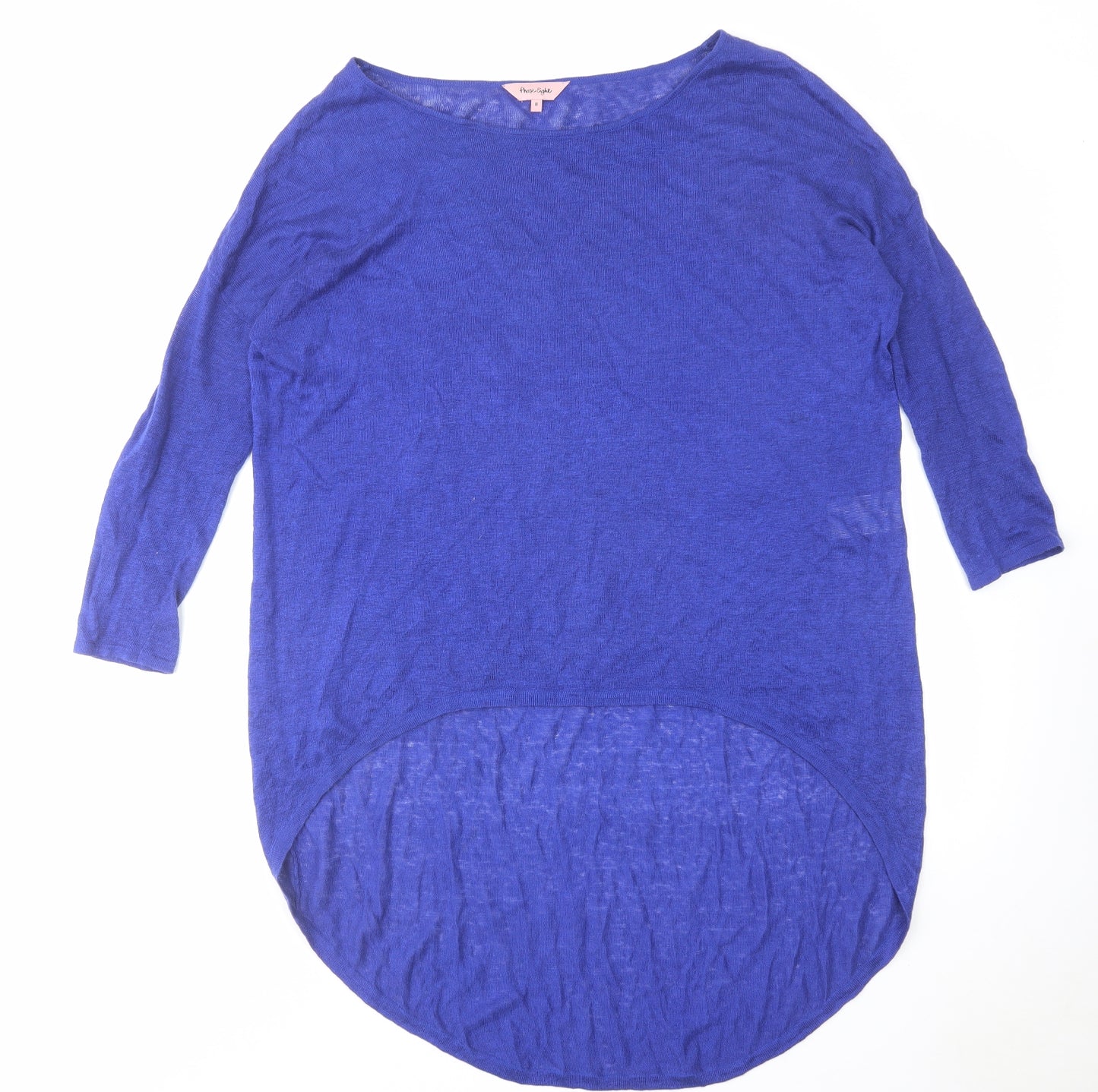 Phase Eight Womens Blue Round Neck Linen Pullover Jumper Size 8 - Asymmetric