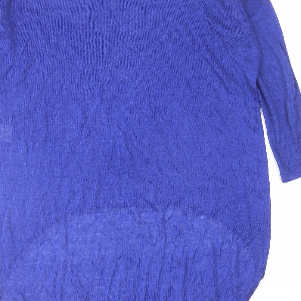 Phase Eight Womens Blue Round Neck Linen Pullover Jumper Size 8 - Asymmetric