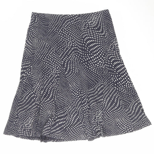 Classic Womens Blue Geometric Viscose Swing Skirt Size 18