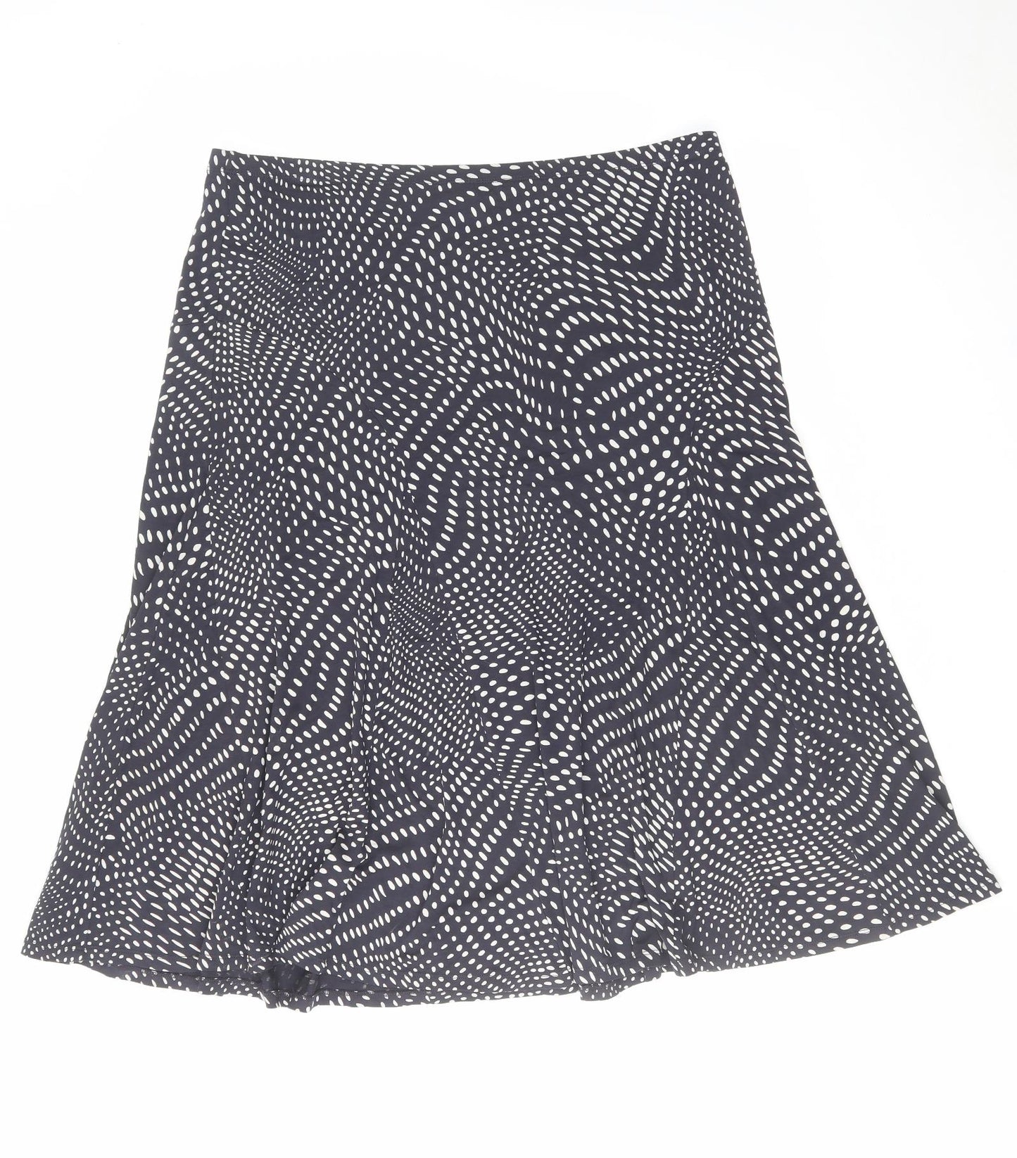 Classic Womens Blue Geometric Viscose Swing Skirt Size 18