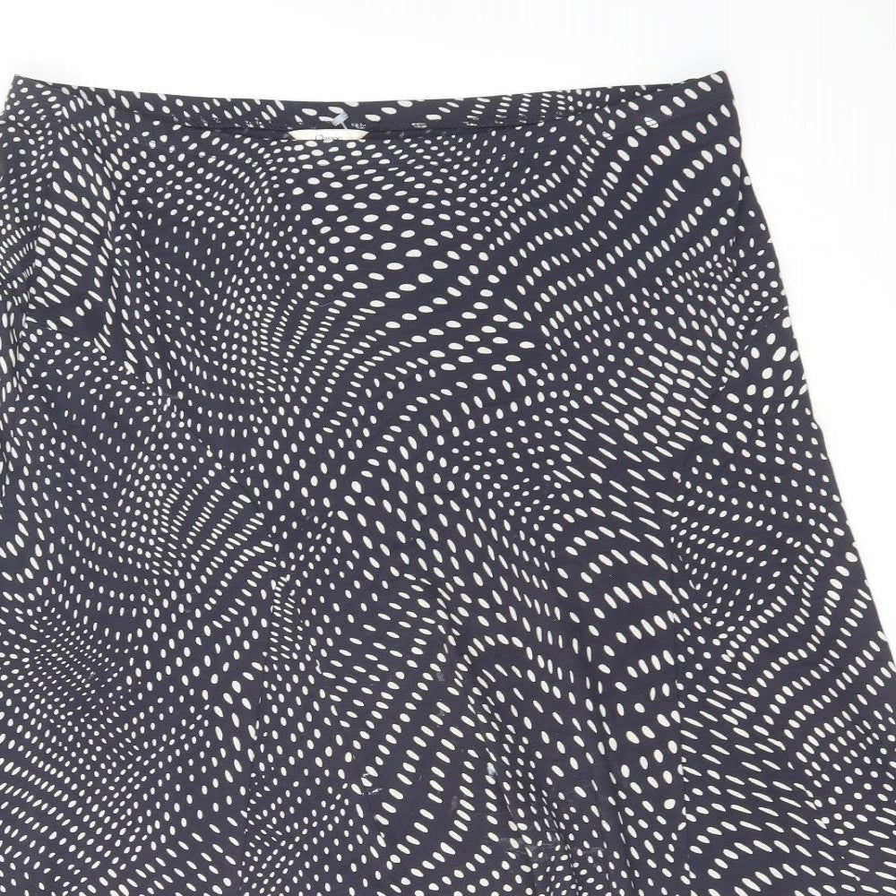 Classic Womens Blue Geometric Viscose Swing Skirt Size 18