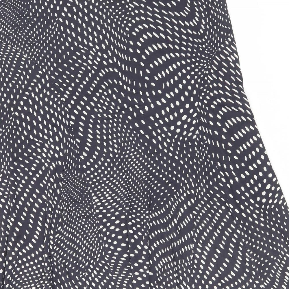 Classic Womens Blue Geometric Viscose Swing Skirt Size 18
