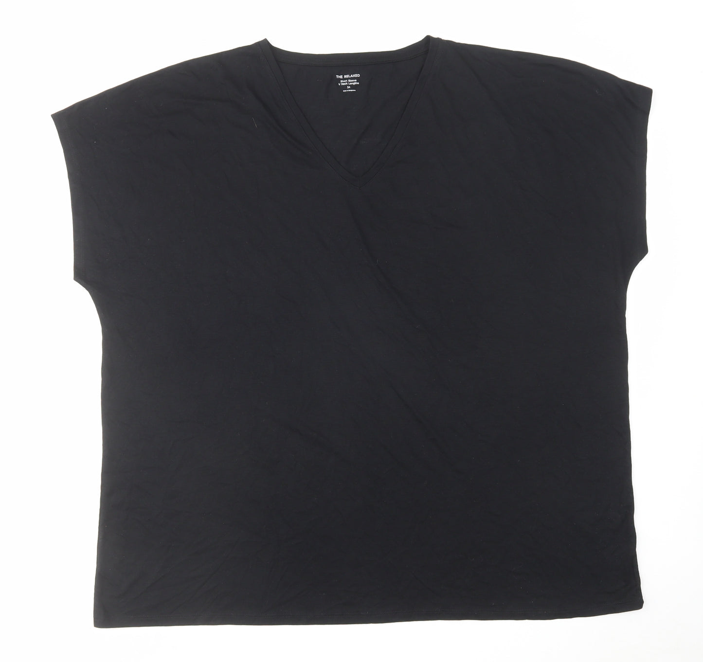 Marks and Spencer Womens Black Polyester Basic T-Shirt Size 24 V-Neck