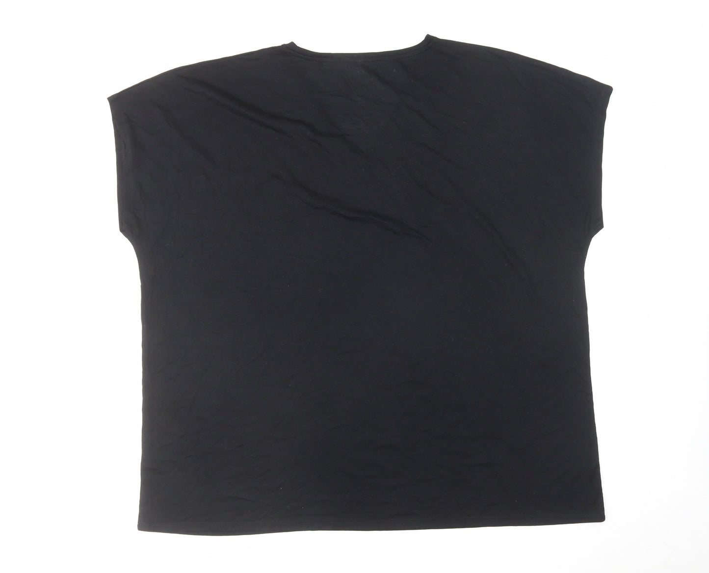 Marks and Spencer Womens Black Polyester Basic T-Shirt Size 24 V-Neck
