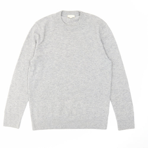 COS Mens Grey Round Neck Wool Pullover Jumper Size S Long Sleeve