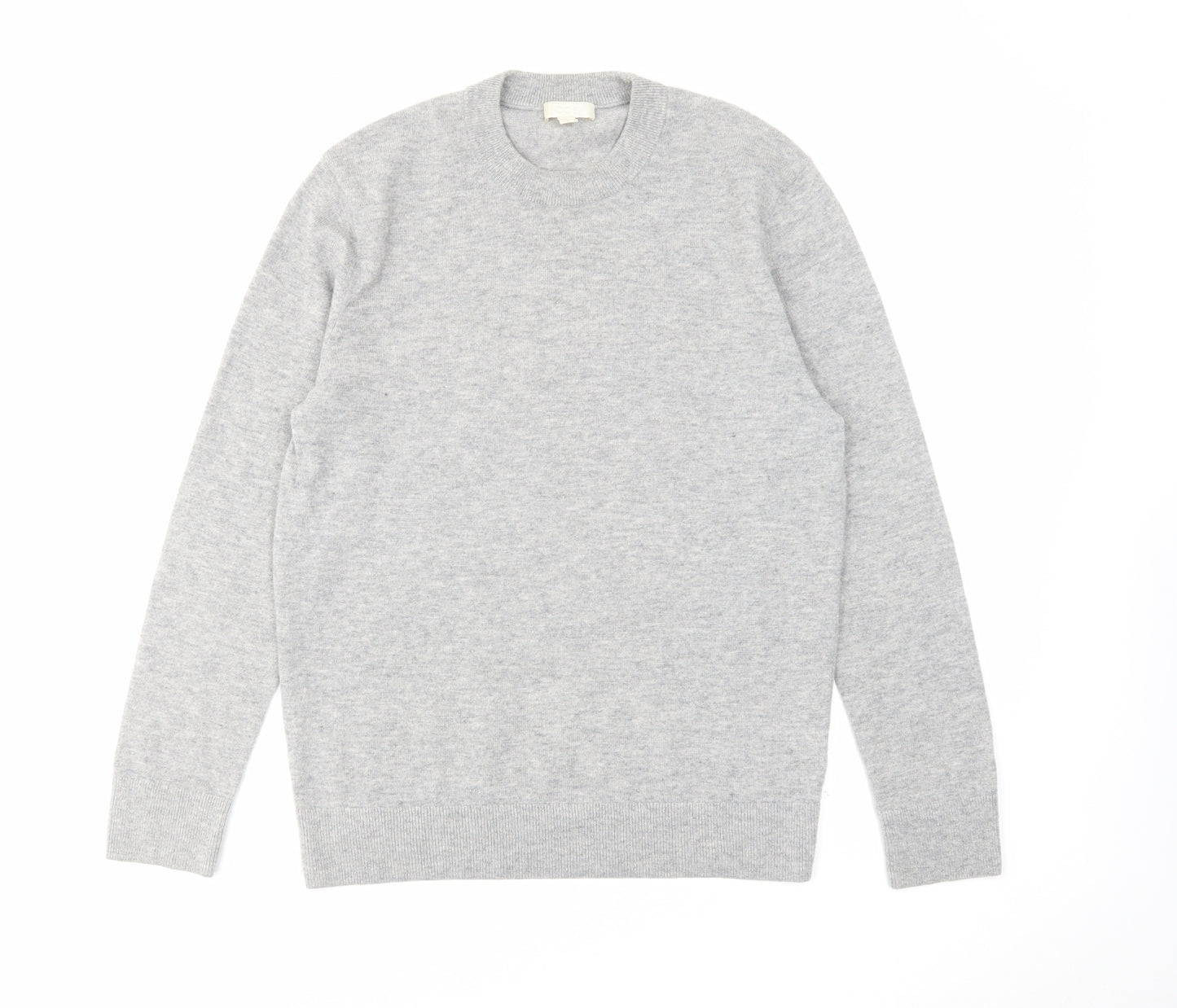 COS Mens Grey Round Neck Wool Pullover Jumper Size S Long Sleeve