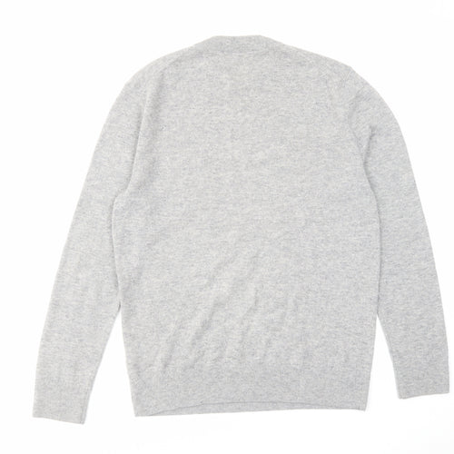 COS Mens Grey Round Neck Wool Pullover Jumper Size S Long Sleeve