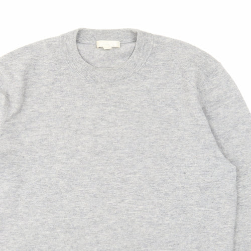 COS Mens Grey Round Neck Wool Pullover Jumper Size S Long Sleeve