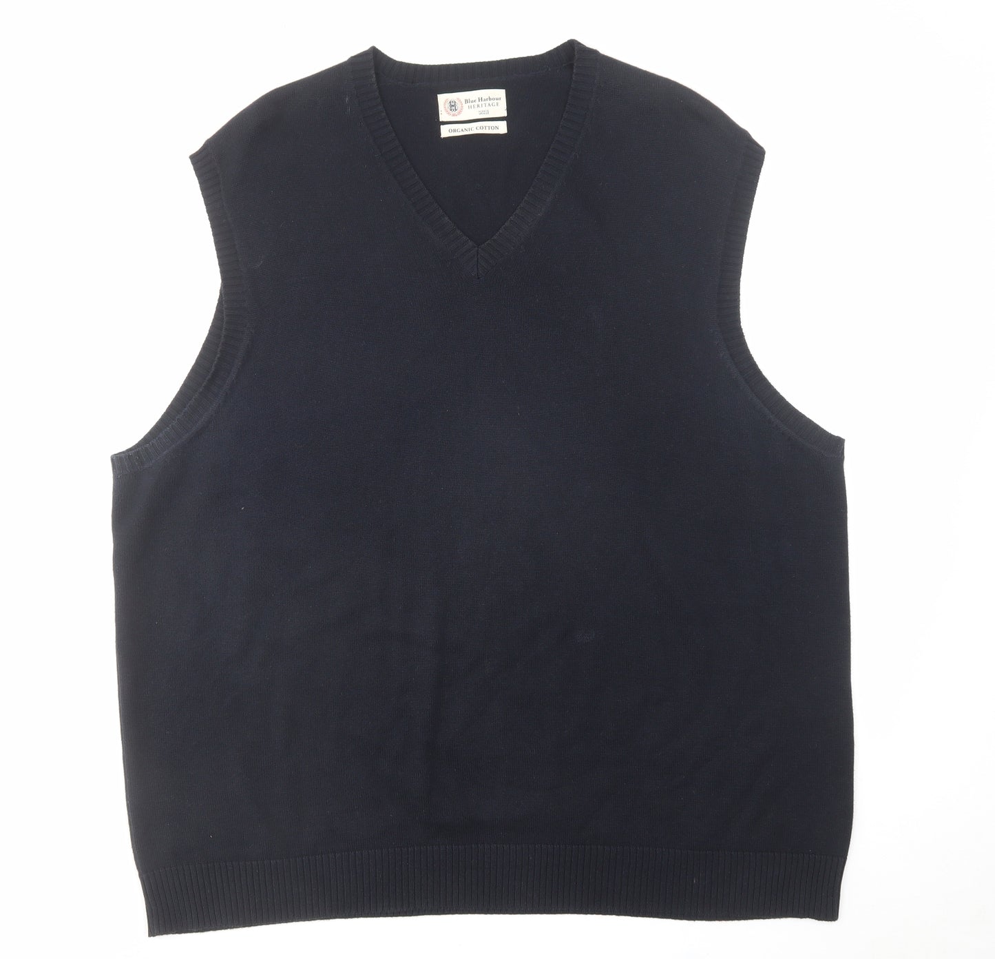 Blue Harbour Mens Blue V-Neck Cotton Vest Jumper Size 2XL Sleeveless