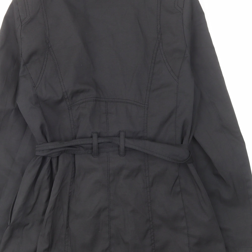 Debenhams Womens Black Trench Coat Coat Size 12 Button