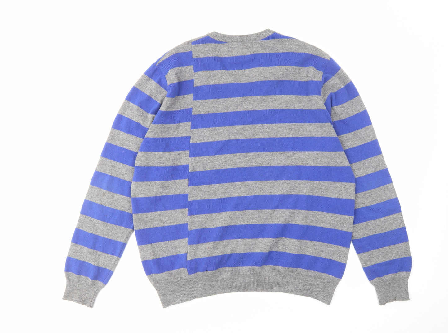 Fred Perry Mens Blue V-Neck Striped Wool Pullover Jumper Size XL Long Sleeve - Comme des Garçons