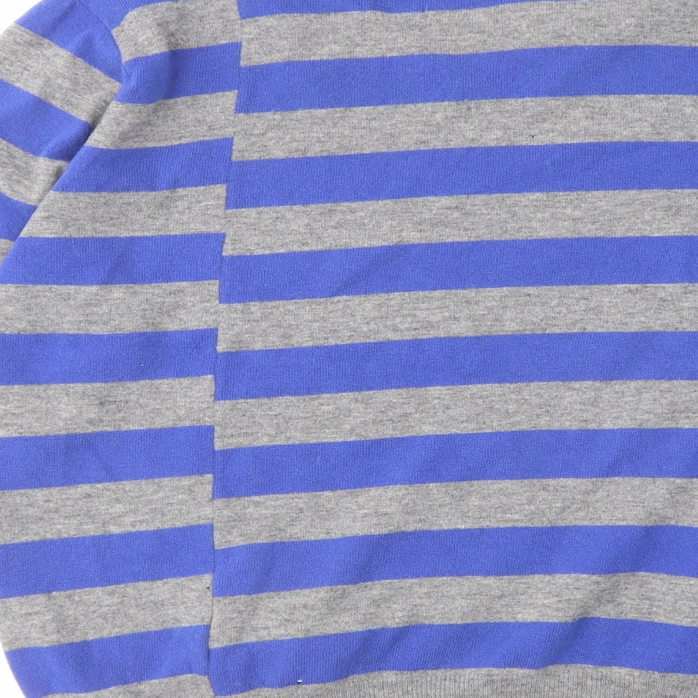 Fred Perry Mens Blue V-Neck Striped Wool Pullover Jumper Size XL Long Sleeve - Comme des Garçons