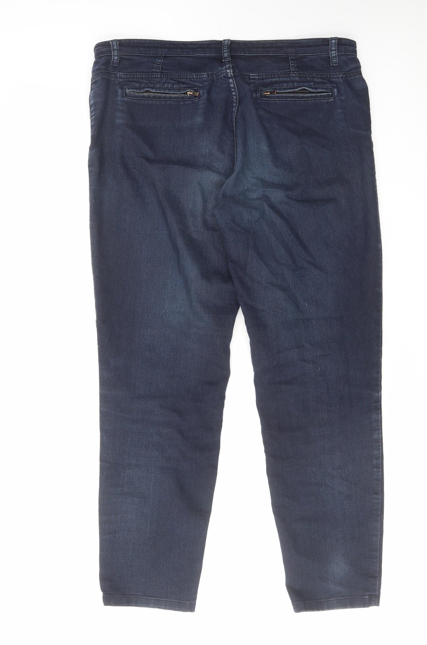 Per Una Womens Blue Cotton Skinny Jeans Size 14 L28 in Regular Zip
