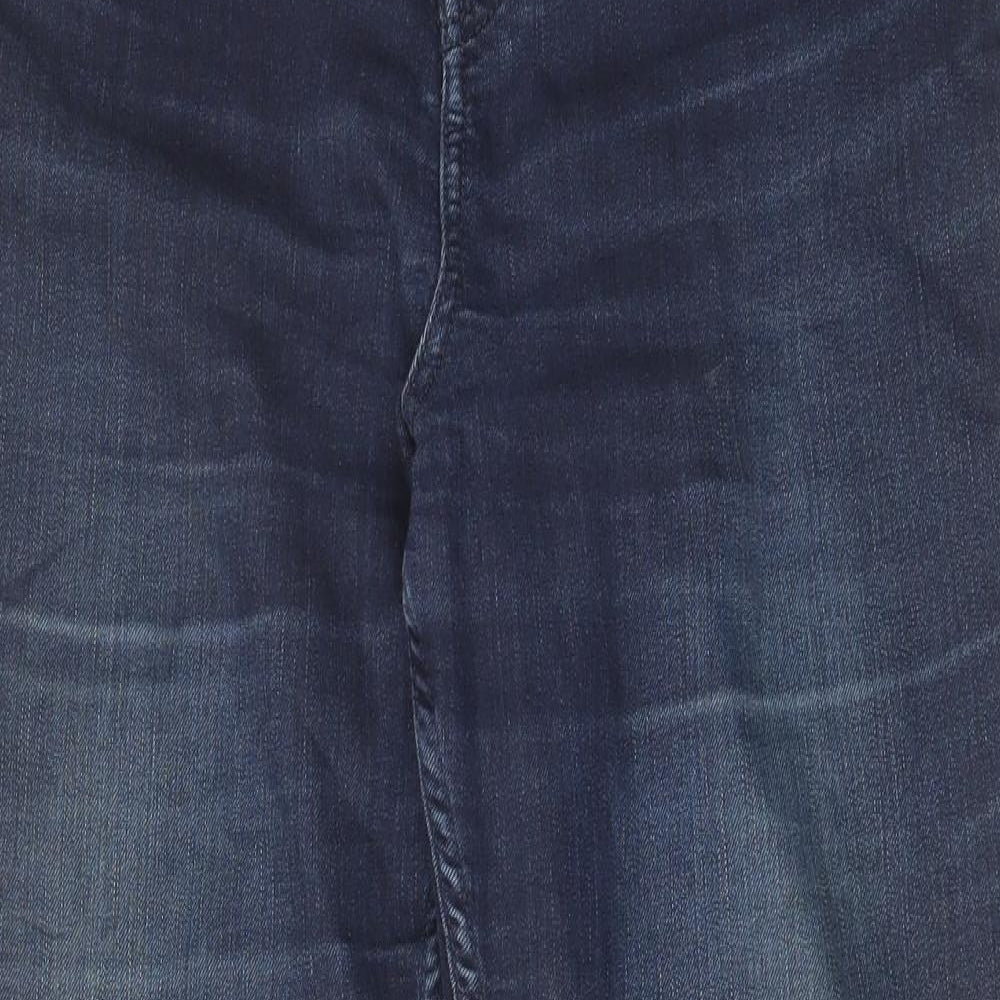Per Una Womens Blue Cotton Skinny Jeans Size 14 L28 in Regular Zip